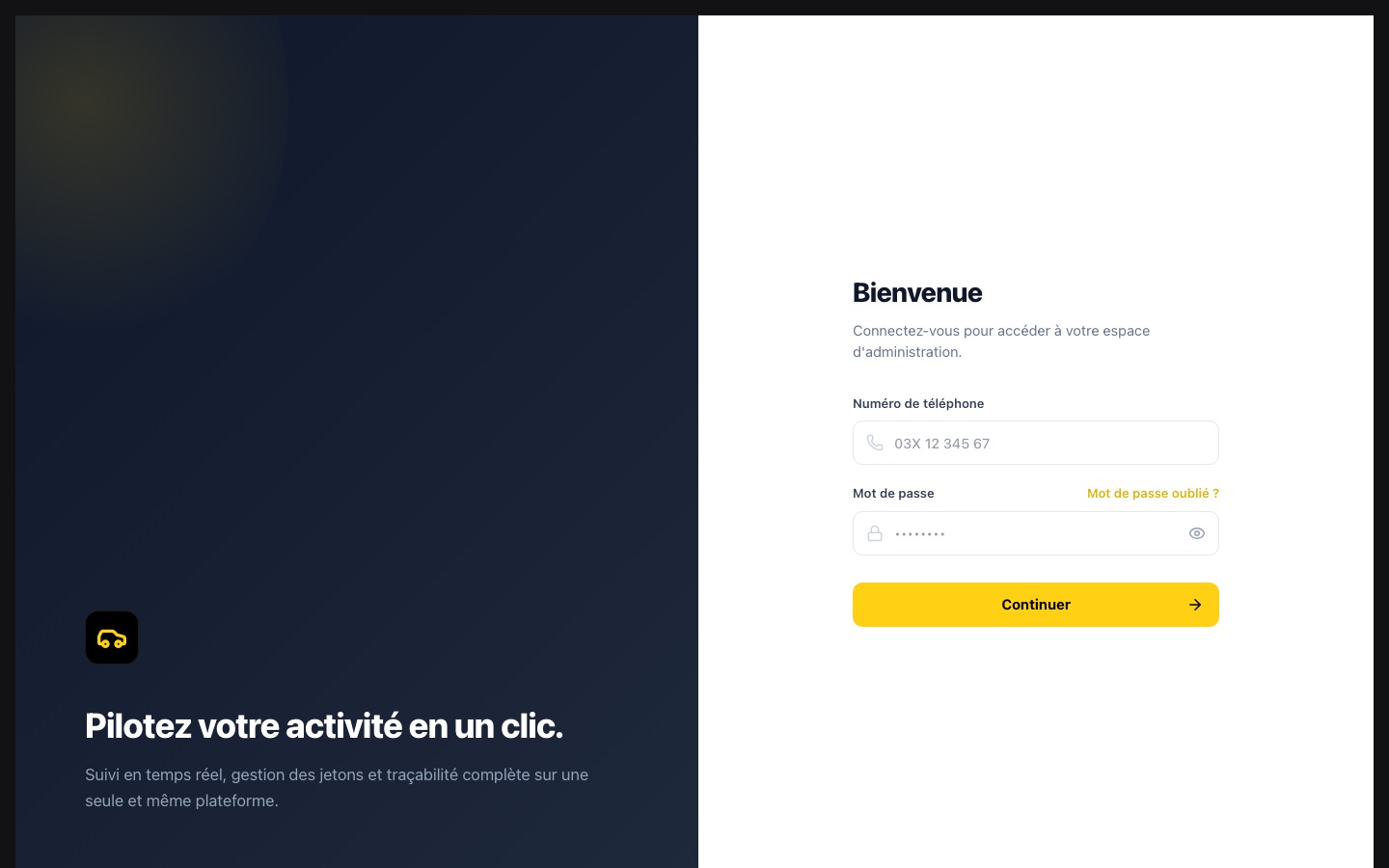 Page de connexion du back-office